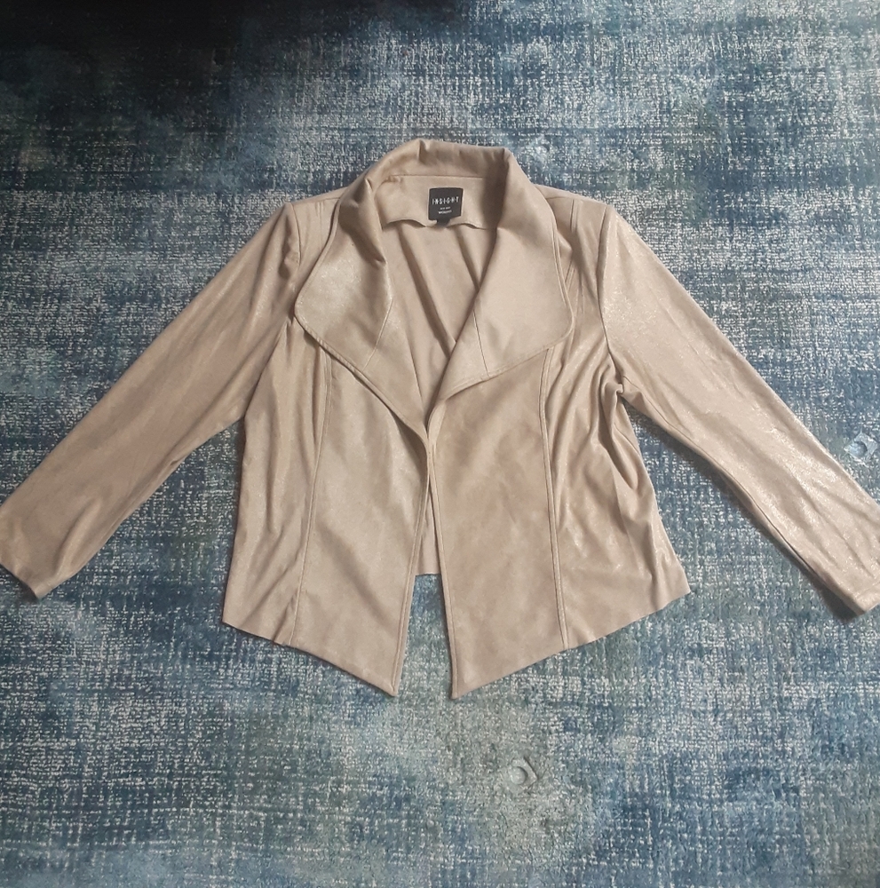 Insight New York Glossy Faux Suede Open Front Jacket, Barely Pre-Worn Nearly New